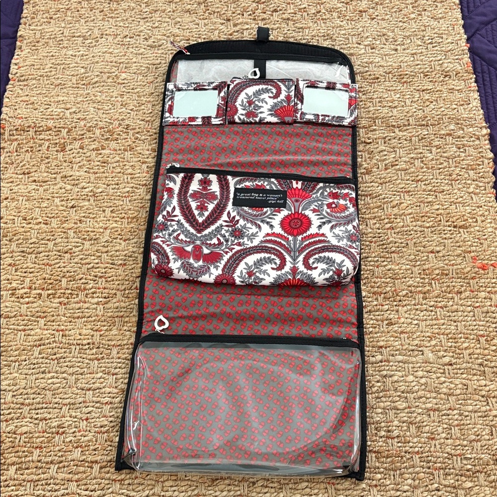 Gigi Hill Hanging Travel Cosmetic Organizer Red & Black